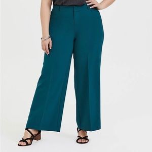 Torrid Teal Structured Wide Leg Trousers